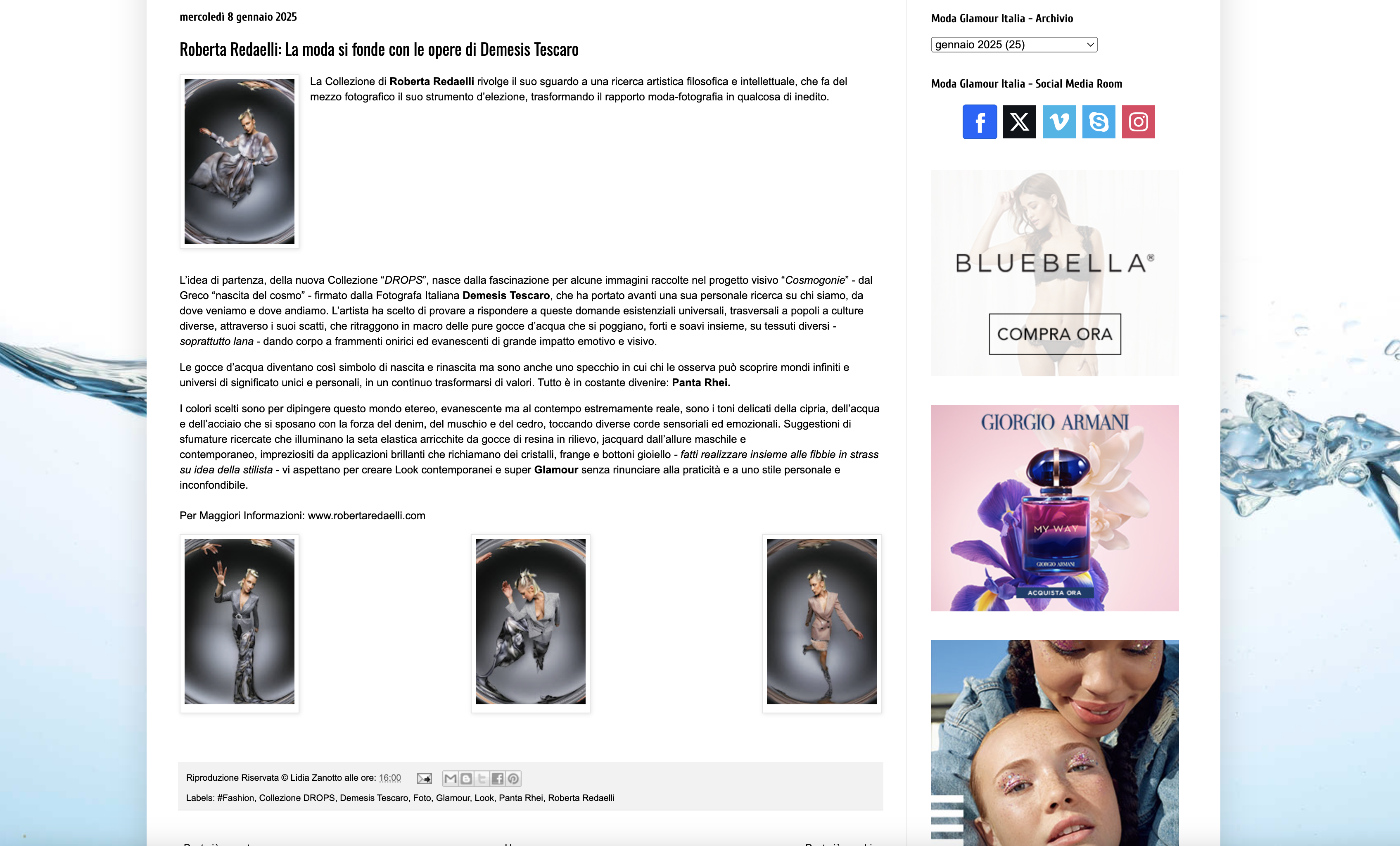 Moda Glamour Italia 8 gennaio 2025, nuova collezione ai 24-25 drops